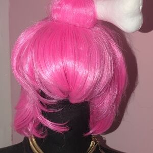 Chic Pink Hair Wig with Bow